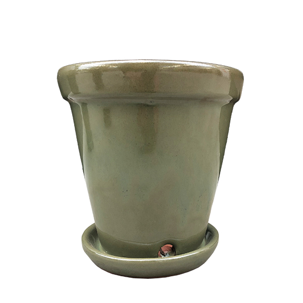 Geglazuurde pot 'army' P 15 cm