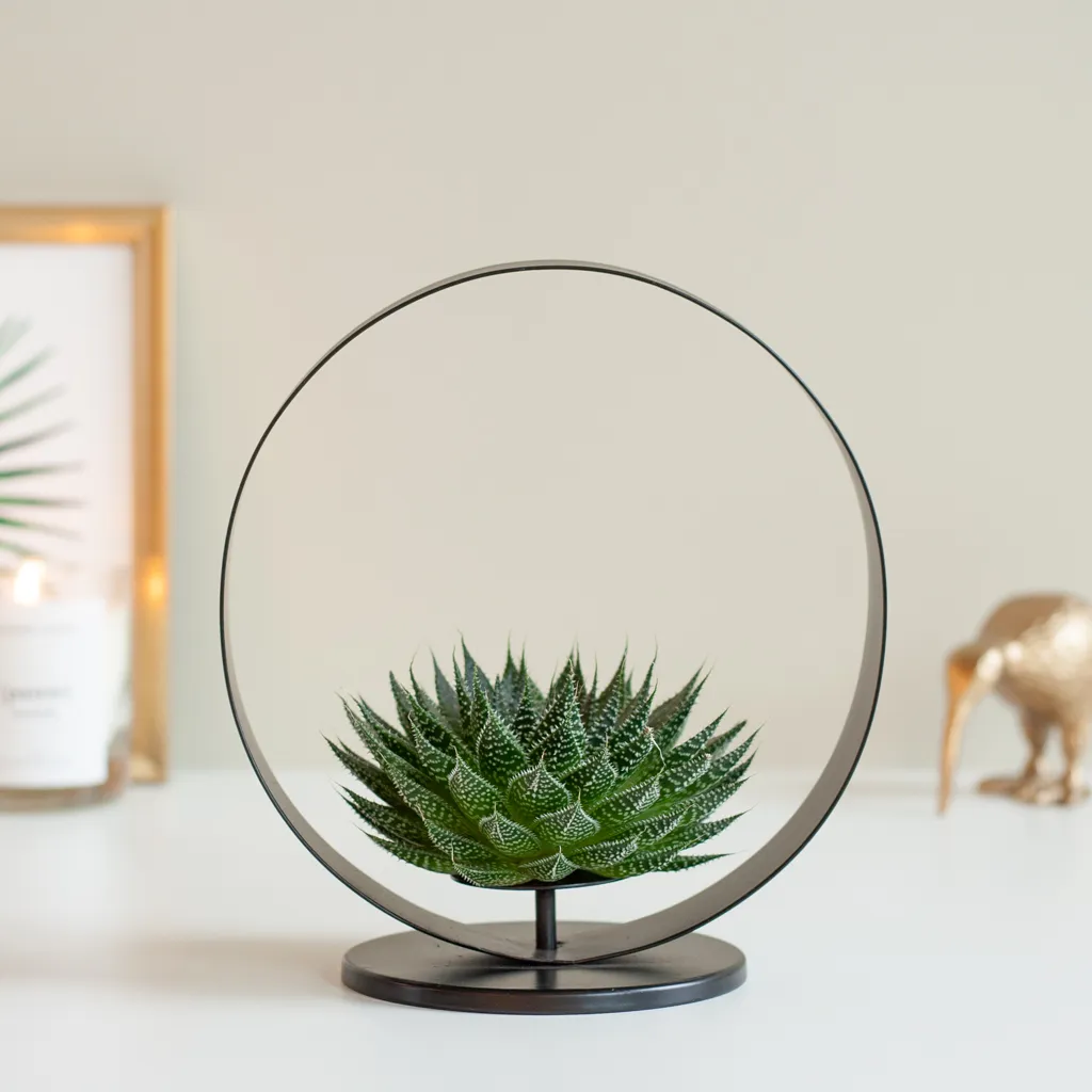 Rootless in circle holder black succulent-5-[1024]